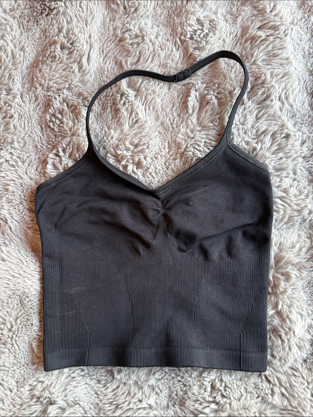 Urban Outfitters Black Seamless Ribbed Cropped Tank